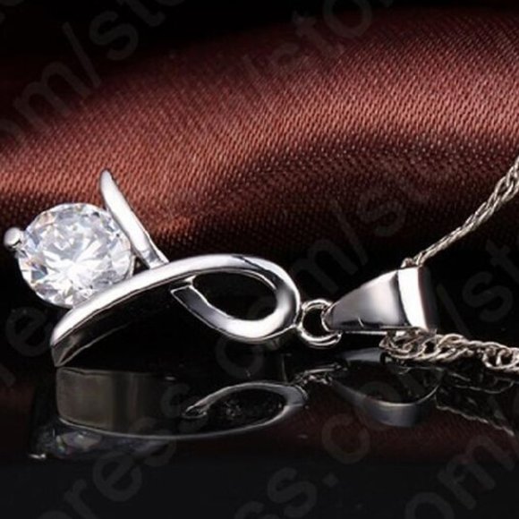 💎 Infinity 925 Sterling Silver Earrings And Necklace Set Bundle - Picture 5 of 7